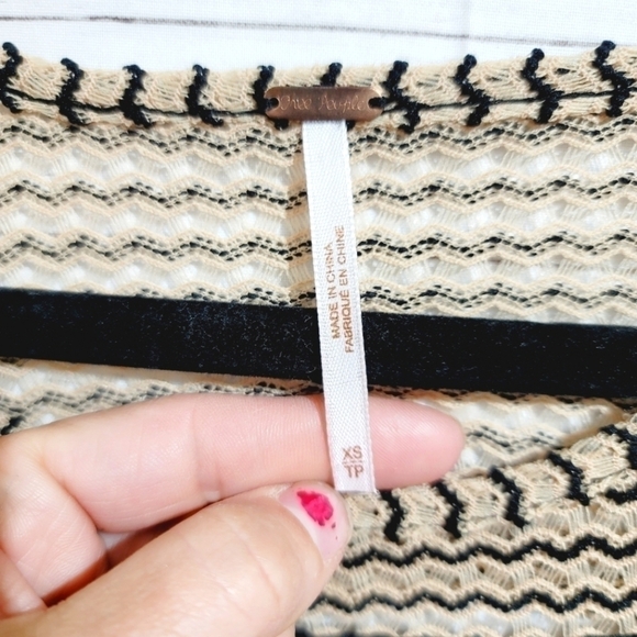 FREE PEOPLE SHEER BLACK & TAN LACE TRIM PEPLUM TANK TOP, SZ XS - Picture 8 of 12